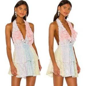 LoveShackFancy Multicolor Lace Mini Dress